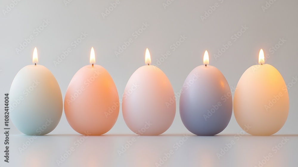 Poster a row of five candles with different colors and sizes