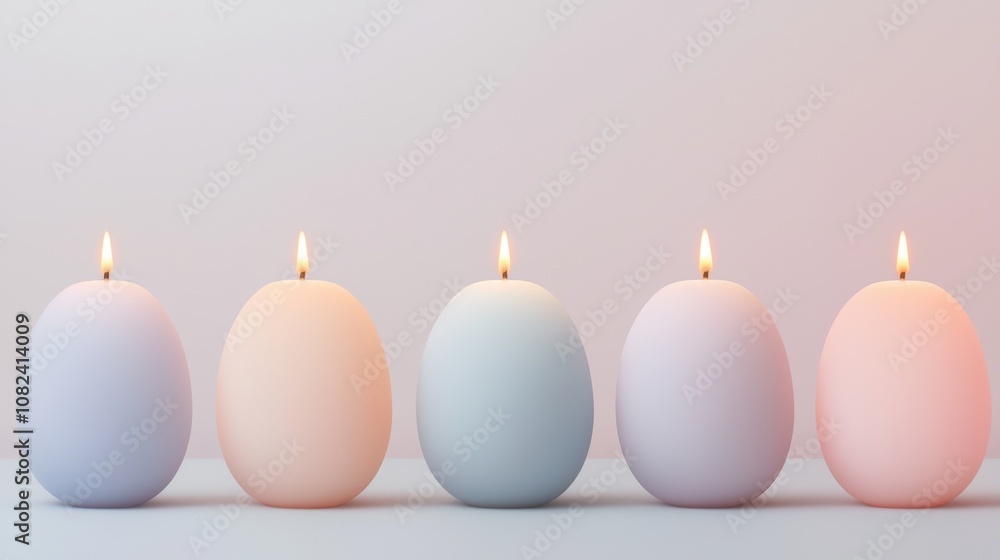 Poster a row of five candles with different colors and sizes