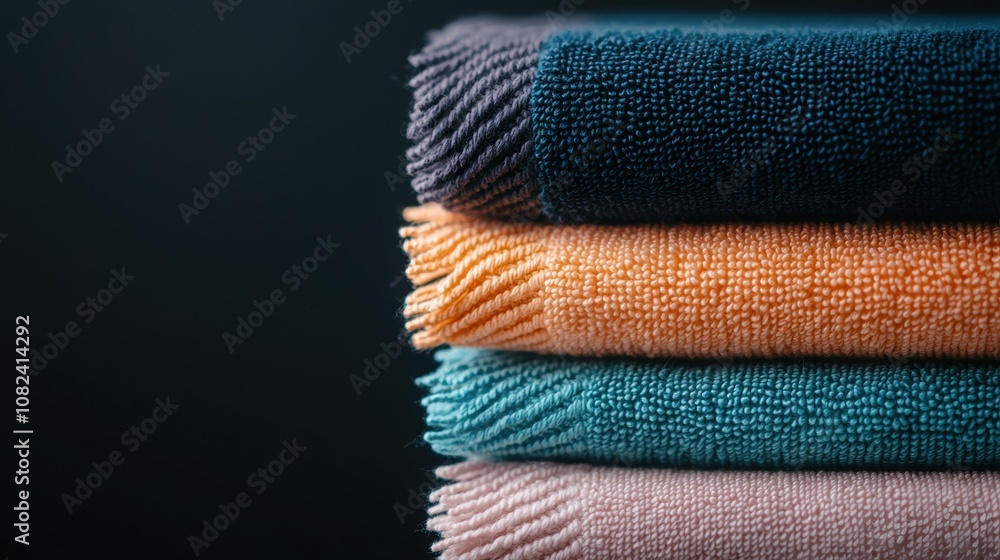Aufkleber a stack of towels with different colors and patterns