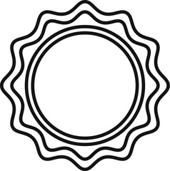 Minimalist sun icon with wavy rays, representing summer, warmth, and positive energy