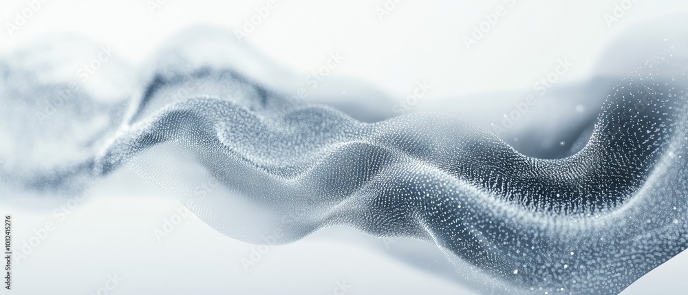 Aufkleber grey and white abstract background with flowing particles illustrating futuristic digital technology