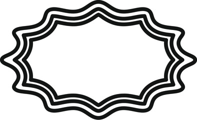 Simple black and white wavy sunburst shape creates an empty oval frame, perfect for logos, labels, or decorative elements
