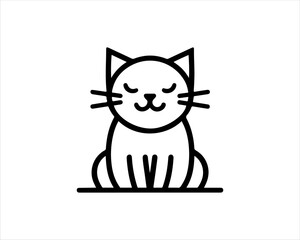 Minimal thin line cat logo vector template. Outline cat icon symbol vector illustration.