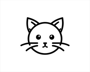 Minimal thin line cat logo vector template. Outline cat icon symbol vector illustration.