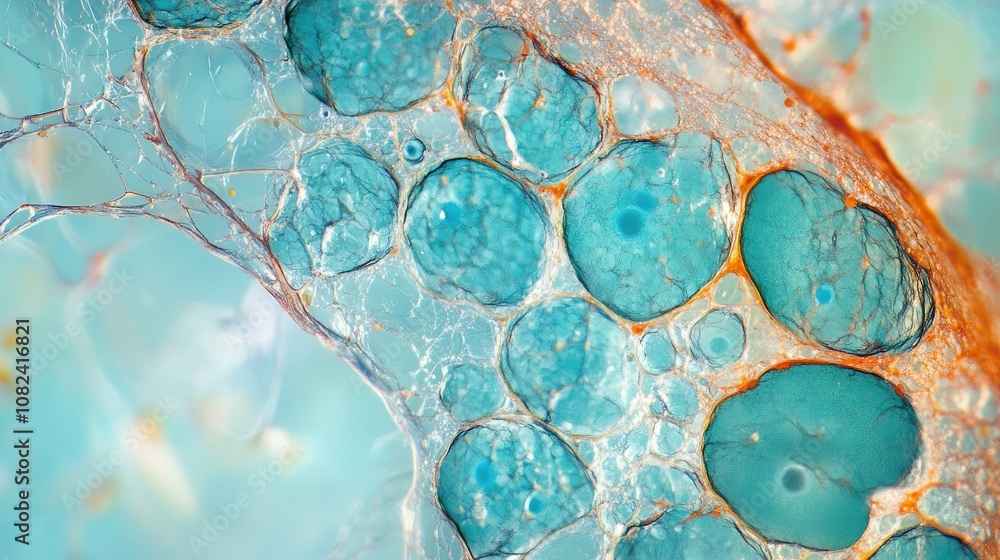 Poster close-up image of plant cell structure showing intricate details of cellular organelles and membrane