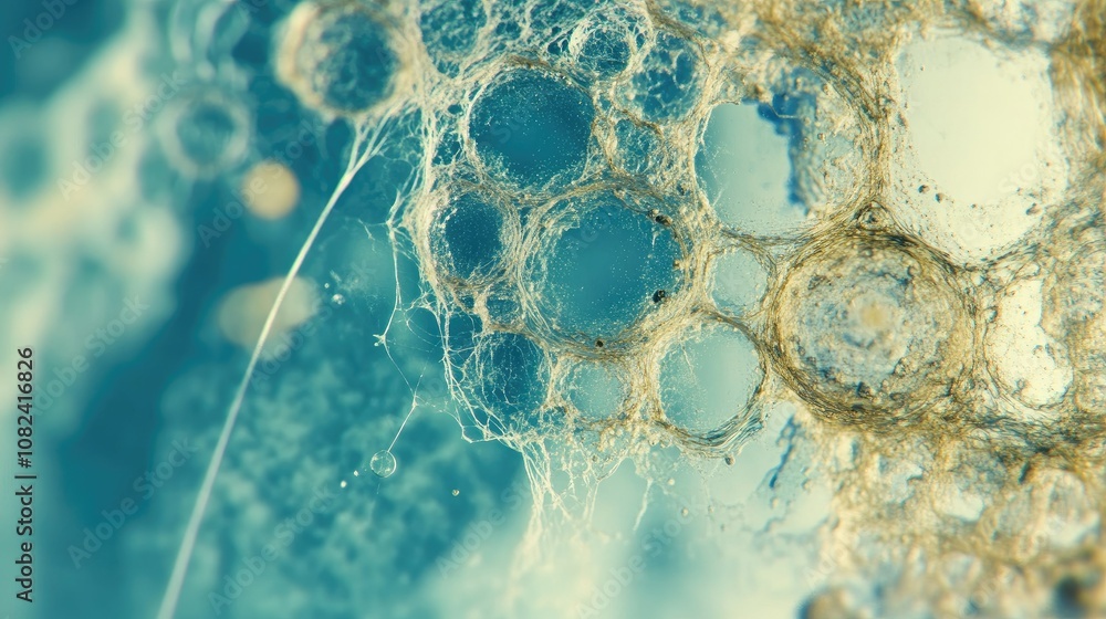 Poster abstract close-up of soap bubbles with intricate textures and vivid lighting creating a mesmerizing 