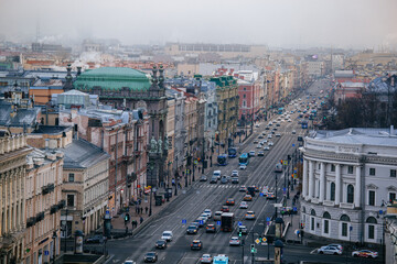 Nevsky prospect, Saint Petersburg, Russia, November 10, 2024, aerial view