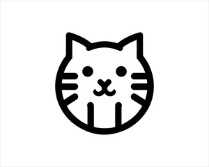 Minimal thin line cat logo vector template. Outline cat icon symbol vector illustration.