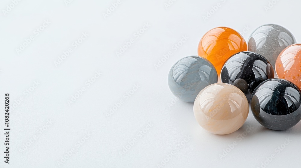 Poster the balls are of various sizes and colors, creating a visually appealing