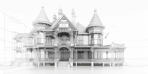 Fototapeta premium An architectural drawing of an elegant Art building