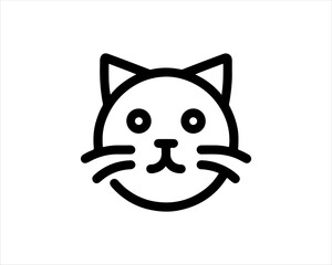 Minimal thin line cat logo vector template. Outline cat icon symbol vector illustration.