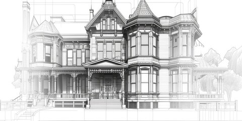 Obraz premium An architectural drawing of an elegant Art building