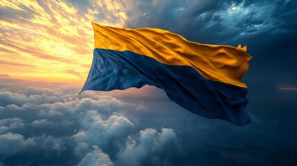 Gabon Flag Flying Over Clouds. Generative AI