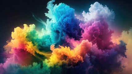 Abstract Colorful Cloud Blending Blues, Greens, Pinks, and Oranges for Creative Projects