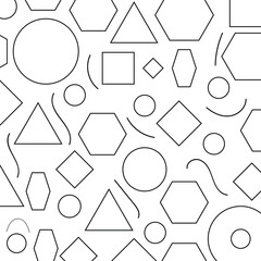 Geometric shape seamless outline pattern. 