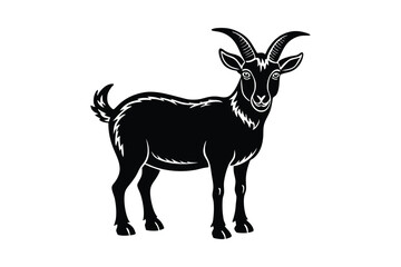 Nigerian Dwarf Goat Silhouette Vector - Farm Animal, Minimal Black & White Outline, Rustic Livestock Design