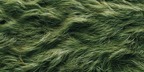 Obraz premium A close-up view of textured green grass-like fibers, creating a natural, organic appearance.