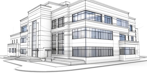 An architectural drawing of an elegant Art building