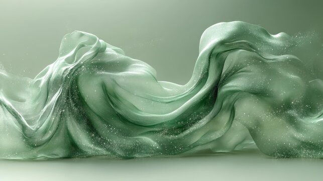 Gentle Green Fabric Flowing Background. Generative AI