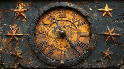Obraz premium Ancient Sundial Texture with Rust and Patina. Generative AI