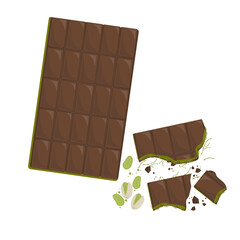 Vector Illustration Logo Clipart Pistachio Kunafa Dubai Chocolate Bar and Pistachio nuts