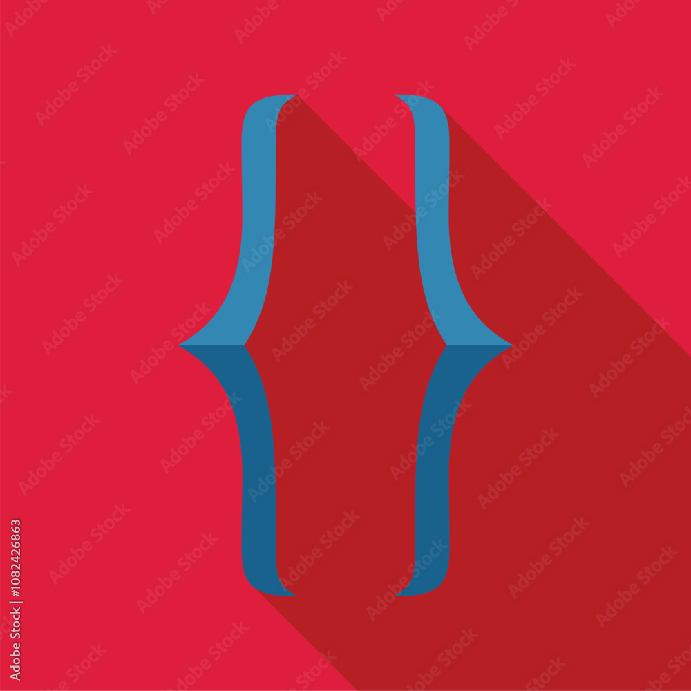Poster blue curly brackets symbol representing coding, programming, and software development on a vibrant r