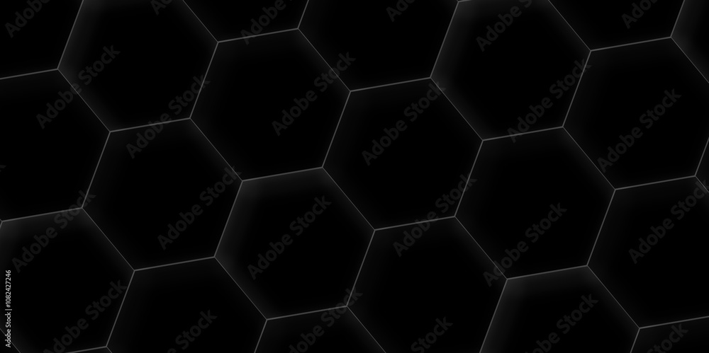 Poster abstract background dark black hexagon with seamless geometric pattern texture design. futuristic ge
