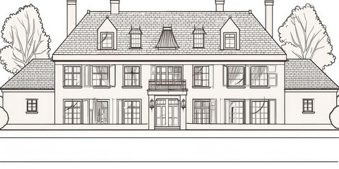 Fototapeta premium An architectural drawing of an elegant Art building