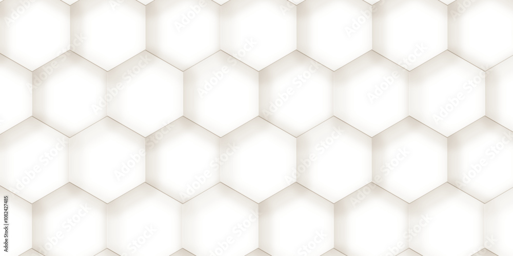 Poster abstract background white, brown hexagon with seamless geometric pattern texture design. futuristic 