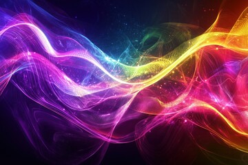 Colorful Abstract Waves of Light in a Dark Background