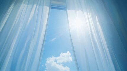 Bright Sky Through Sheer Curtains
