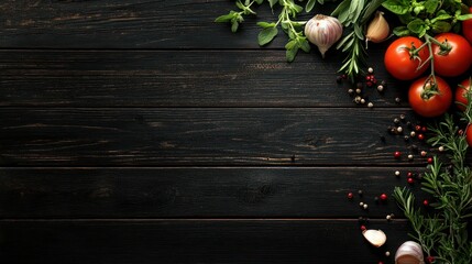 Naklejka premium Fresh Ingredients on Rustic Wooden Table