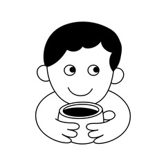 Vector logo design template and graphic elements for advertising, branding, posters and banners, funny cartoon illustrations with smiling character, coffee cup mascot, print and sticker