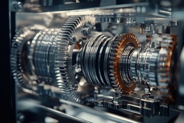 Fototapeta premium Intricate Gear Mechanism in Close-Up View
