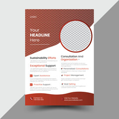 Vector corporate flyer multipurpose design and simple
  shape template with red color combinations.