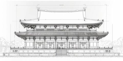 Obraz premium An architectural drawing of an elegant Art building