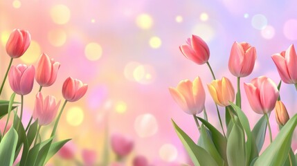 Obraz premium Beautiful Tulips with Soft Colorful Background