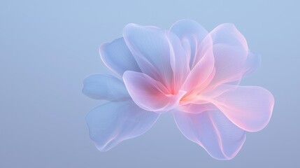 Fototapeta premium A flower with pink petals is shown in a blue background