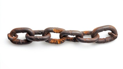 Rusty Metal Chain Isolated on White Background