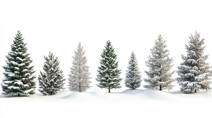 Fototapeta premium Snowy Evergreen Trees in Winter Wonderland Scene