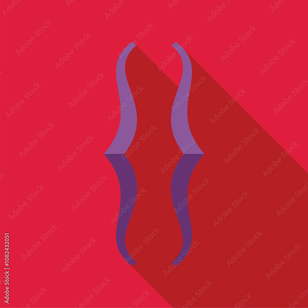 Poster purple curly brackets symbol with its reflection on a vibrant red background, representing programmi