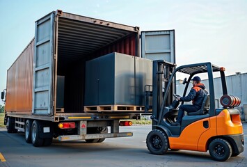 Forklift Loading Container Worker Operating
