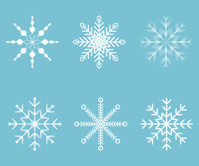 Set of snowflakes. Set of winter elements. Сollection of simple and intricate snowflake designs featuring various shapes and patterns, perfect for winter and holiday-themed projects.