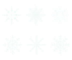 Set of snowflakes. Set of winter elements. Сollection of simple and intricate snowflake designs featuring various shapes and patterns, perfect for winter and holiday-themed projects.