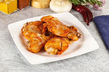 Raw marinated chicken drumstick for cooking