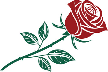 valentines rose logo vector art illustration 