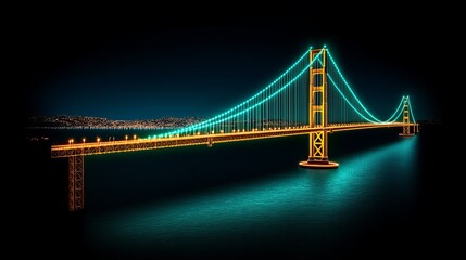 Naklejka premium Golden Gate Bridge Illuminated at Night San Francisco USA