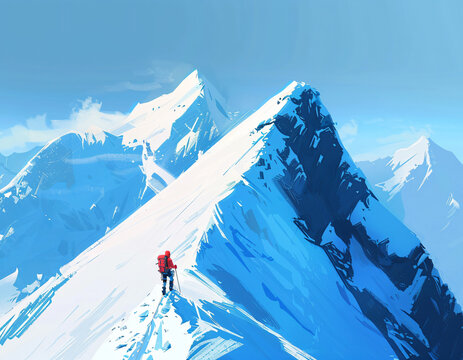 Climber on Mountain Peak.