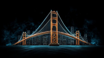 Obraz premium Golden Gate Bridge Night Lights Cityscape Abstract Art