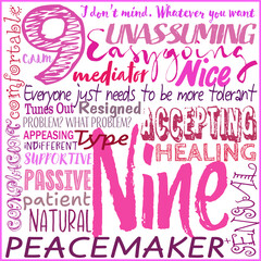 Enneagram type 9 square color image with type descriptions